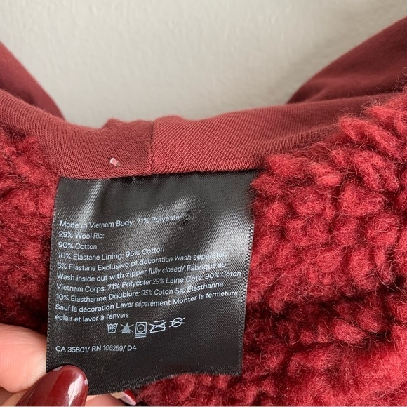 Lululemon Scuba wool Oversized Sherpa 1/2 Zip Savannah burgundy red size M/L - Picture 7 of 12